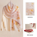 100% Mulberry Silk Floral Print Long Scarf – 170 x 55 cm Gift Box Set for Women, Spring Collection