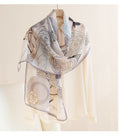 Floral Print Mulberry Silk Scarf – Lightweight 96% Silk Wrap with Botanical Motifs, 16 x 63 in