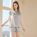 Sleeveless 100% Mulberry Silk Shorts Pajama Set for Women
