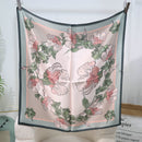 Mulberry Silk Square Scarf – 100% Pure Silk Bandana with Vintage French Print, Spring Accessory for Women