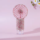 Side angle showing compact size and ergonomic grip of portable mist fan