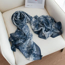 Mulberry Silk Long Scarf – Bohemian Floral Print Lightweight Wrap, 69 x 43 in
