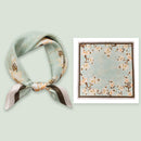 Mulberry Silk Square Scarf 53 cm Floral Print Bandana – Lightweight Neckerchief for Spring