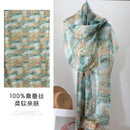 Mulberry Silk Long Scarf – Bohemian Floral Print Lightweight Wrap, 69 x 43 in