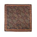 Mulberry Silk Square Scarf with Peony Print – 26 x 26 in, Hand-Rolled Hem