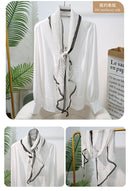 Long Oblique Silk Scarf with Polka Dot Print – 100% Mulberry Silk Lightweight Stole for Neck, Head & Hair, 33 x 160 cm