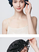 100% Mulberry Silk Sleep Cap – 19 Momme Thick Double-Layer Hair Care Bonnet for Frizz-Free Hair