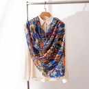 Mulberry Silk Long Scarf with Leopard and Floral Prints – Lightweight Vintage Wrap for Spring