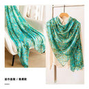 Mulberry Silk Long Scarf with Leopard and Floral Prints – Lightweight Vintage Wrap for Spring