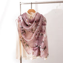 Mulberry Silk Long Scarf with Leopard and Floral Prints – Lightweight Vintage Wrap for Spring