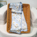 Printed Mulberry Silk Slim Scarf – 16 x 150 cm Long Neck Scarf with Trailing Ribbon for Spring
