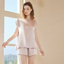 Sleeveless 100% Mulberry Silk Shorts Pajama Set for Women