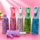 Side profile of high-pressure facial mist dispenser showing ergonomic shape and crystal cap detail