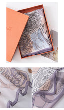 Floral Print Mulberry Silk Scarf – Lightweight 96% Silk Wrap with Botanical Motifs, 16 x 63 in