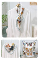 Mulberry Silk Square Scarf – 100% Pure Silk Bandana with Vintage French Print, Spring Accessory for Women