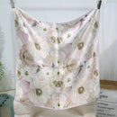 Mulberry Silk Square Scarf – 100% Pure Silk Bandana with Vintage French Print, Spring Accessory for Women