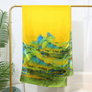 100% Mulberry Silk Scarf – Floral Print Long Wrap, Lightweight Spring Shawl
