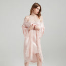 Lace Tie 100% Mulberry Silk Robe & Camisole Set – Romantic V-Neck Loungewear