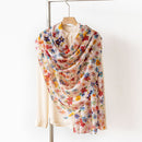 Mulberry Silk Long Scarf with Leopard and Floral Prints – Lightweight Vintage Wrap for Spring