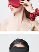 100% Mulberry Silk Sleep Eye Mask – 22 Momme Thickened, Light-Blocking, Zero Pressure, with Matching Silk Scrunchie and Headband