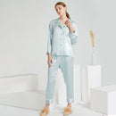 Mint green silk loungewear set with relaxed fit