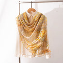 Mulberry Silk Long Scarf with Printed Patterns – Lightweight, Breathable Vintage Shawl for Spring, 69 x 43 in