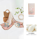 Floral Print Mulberry Silk Scarf – Lightweight 96% Silk Wrap with Botanical Motifs, 16 x 63 in