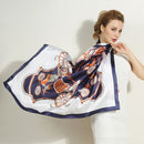 100% Mulberry Silk Square Scarf 108 x 108 cm – Printed Fashion Shawl for Fall and Winter