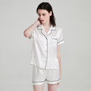 19 Momme 100% Mulberry Silk Short Sleeve Pajama Set – Notched Collar Loungewear with Shorts