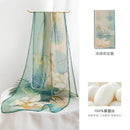 Mulberry Silk Long Scarf – 96%+ Pure Silk Polka Dot & Floral Print Lightweight Shawl for Spring and Summer
