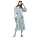100% Mulberry Silk Long Robe & Nightgown Set – Tie-Waist Loungewear with Long Sleeves