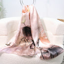 100% Mulberry Silk Floral Jacquard Long Scarf with Chinese-Inspired Botanical Prints, 53 x 170 cm (21 x 67 in) Lightweight Spring Shawl
