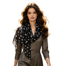 Long Oblique Silk Scarf with Polka Dot Print – 100% Mulberry Silk Lightweight Stole for Neck, Head & Hair, 33 x 160 cm
