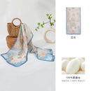 Floral Print Mulberry Silk Scarf – Lightweight 96% Silk Wrap with Botanical Motifs, 16 x 63 in