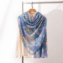 Mulberry Silk Long Scarf with Leopard and Floral Prints – Lightweight Vintage Wrap for Spring