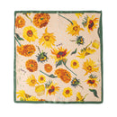 Mulberry Silk Square Scarf with Peony Print – 26 x 26 in, Hand-Rolled Hem