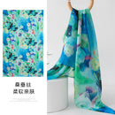 Mulberry Silk Long Scarf with Bohemian Floral Print – Lightweight Spring Shawl for Women