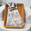 Printed Mulberry Silk Slim Scarf – 16 x 150 cm Long Neck Scarf with Trailing Ribbon for Spring