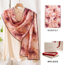 100% Mulberry Silk Floral Print Long Scarf – 170 x 55 cm Gift Box Set for Women, Spring Collection