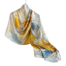 Mulberry Silk Long Scarf – Lightweight Floral Print Shawl for Spring & Summer, Original Design, 55 x 170 cm