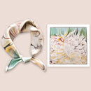 Mulberry Silk Square Scarf 53 – Floral Print Neckerchief for Spring