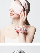 100% Mulberry Silk Sleep Eye Mask – 22 Momme Thickened, Light-Blocking, Zero Pressure, with Matching Silk Scrunchie and Headband