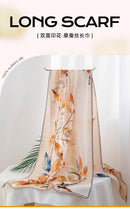 Pure Silk Floral Print Long Scarf – Elegant Pashmina-Style Wrap, Gift Boxed