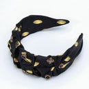 Ruched Black or Emerald Green Headband with Rhinestone Accents for Women