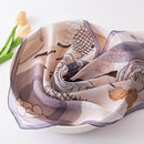Floral Print Mulberry Silk Scarf – Lightweight 96% Silk Wrap with Botanical Motifs, 16 x 63 in