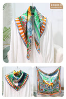 Mulberry Silk Square Scarf – 100% Pure Silk Bandana with Vintage French Print, Spring Accessory for Women