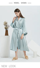 100% Mulberry Silk Long Robe & Nightgown Set – Tie-Waist Loungewear with Long Sleeves