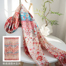 Mulberry Silk Long Scarf – Bohemian Floral Print Lightweight Wrap, 69 x 43 in