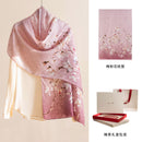 Pure Silk Floral Print Long Scarf – Elegant Pashmina-Style Wrap, Gift Boxed