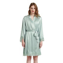 Women's 19 Momme 100% Mulberry Silk Lace-Trim Camisole & Robe Sleepwear Set